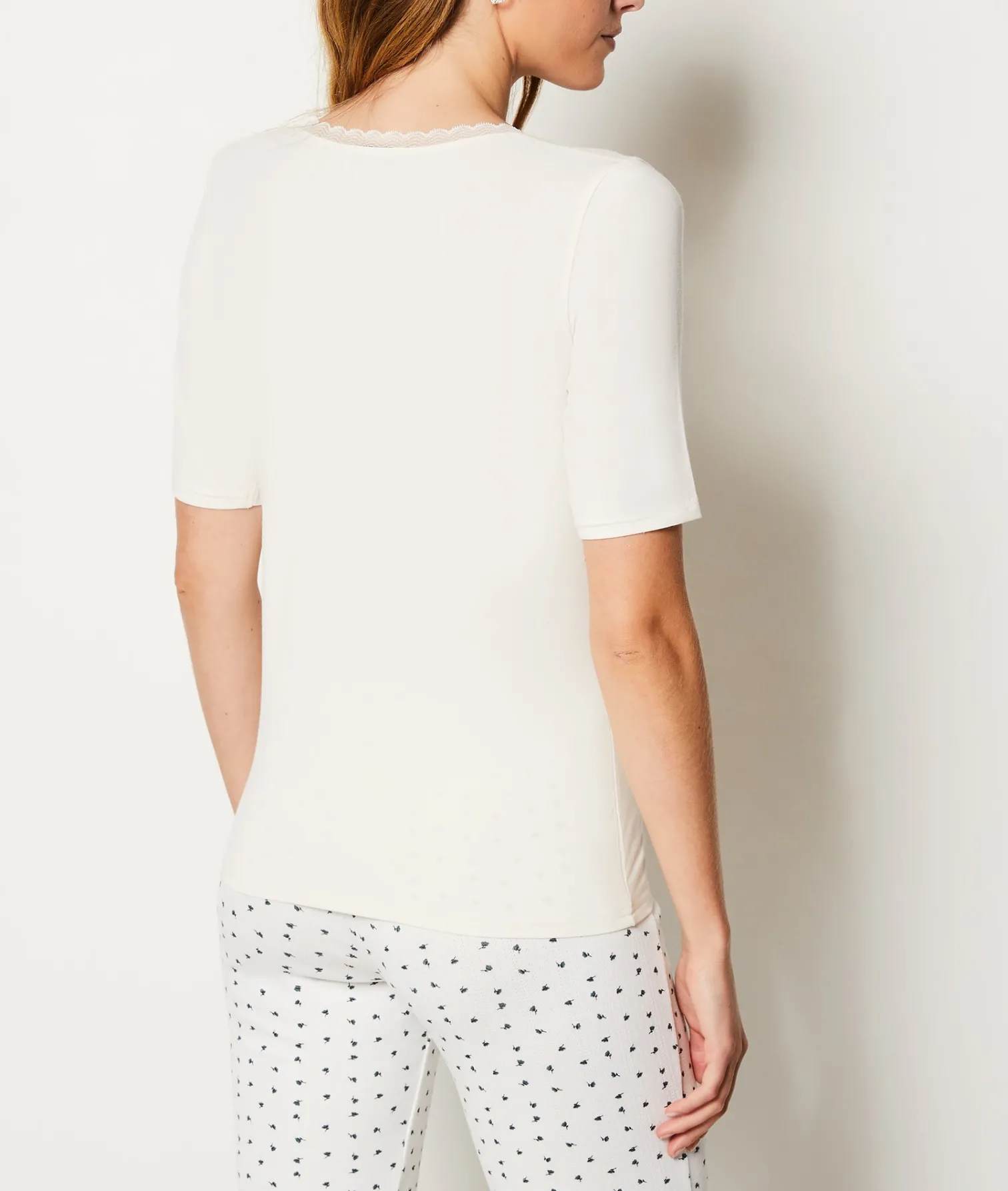 Etam Thermal Knit T-Shirt ECRU Cheap