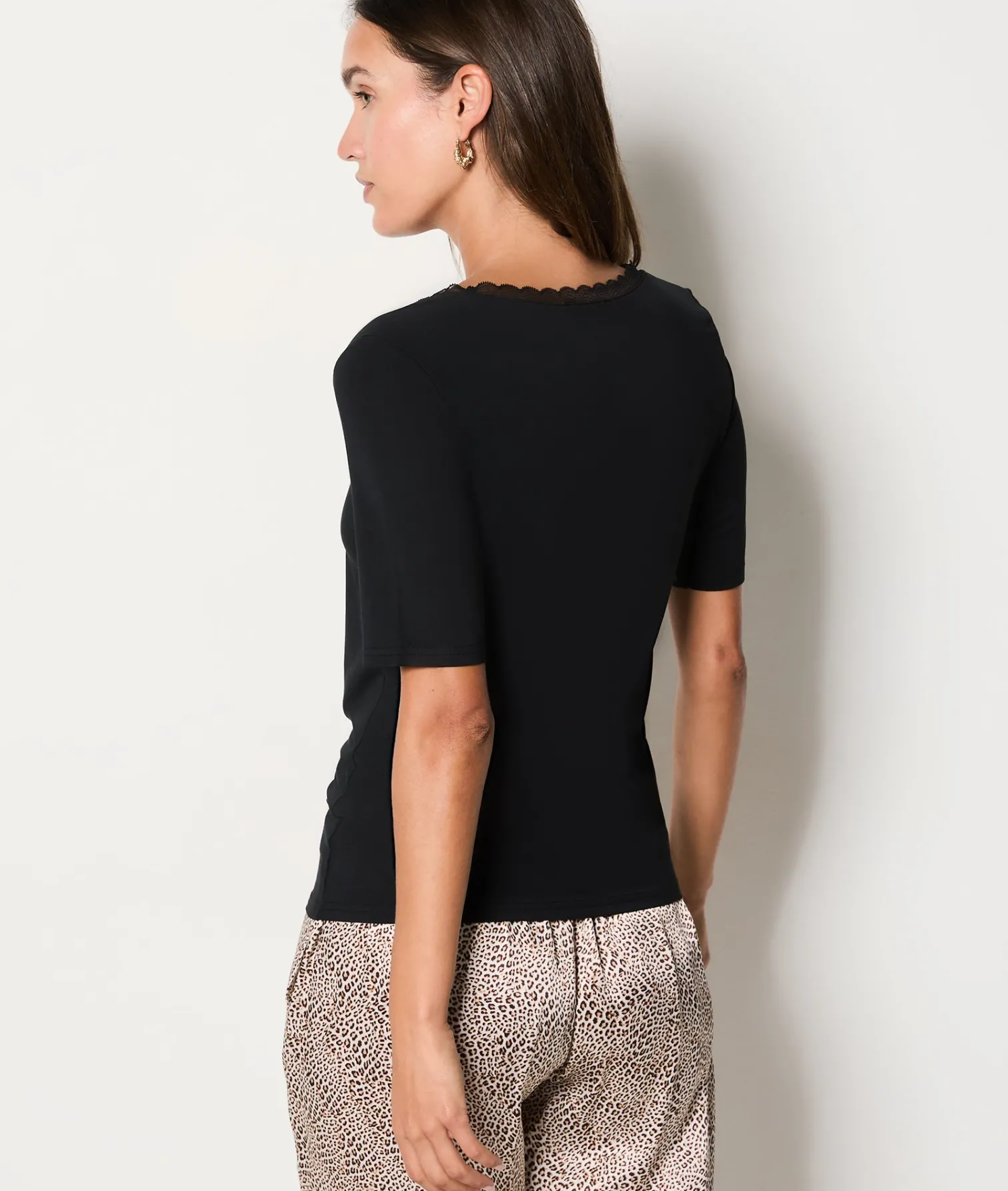 Etam Thermal knit T-shirt BLACK Discount