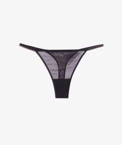 Etam Thong with Tulle and Rhinestones BLACK Clearance