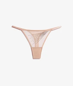 Etam Thong with Tulle and Rhinestones BLUSH Flash Sale