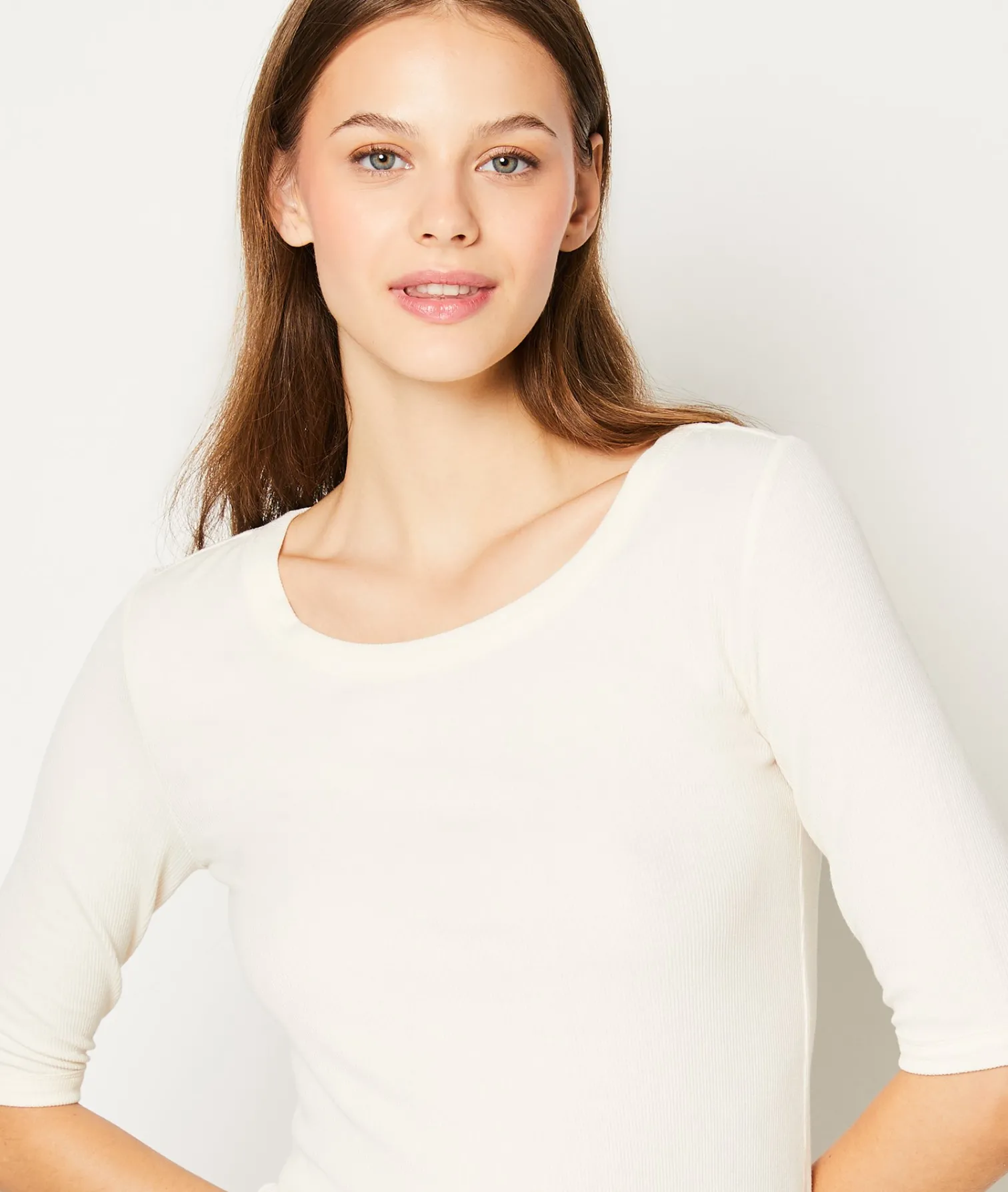 Etam Three-Quarter Sleeve Pyjama Top WHITE Flash Sale