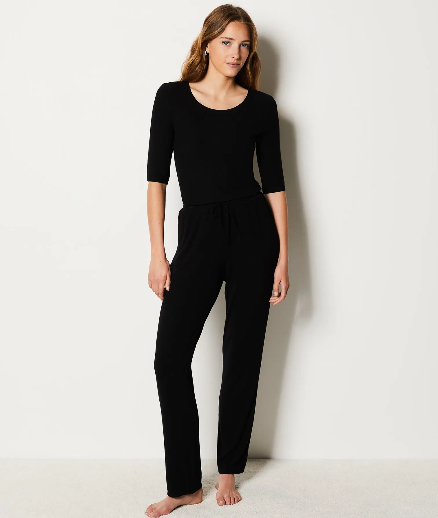 Etam Three-Quarter Sleeve Pyjama Top BLACK Hot