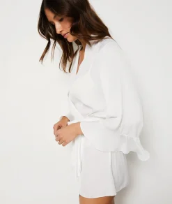 Etam Tie Belt Robe WHITE Outlet