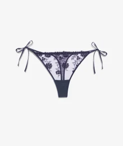 Etam Tie-up Thong in Tulle ANTHRACITE Flash Sale