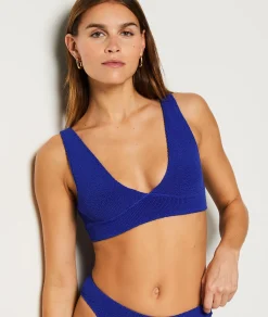 Etam Triangle Bikini Top in Stretch Material BLEUROYAL Shop