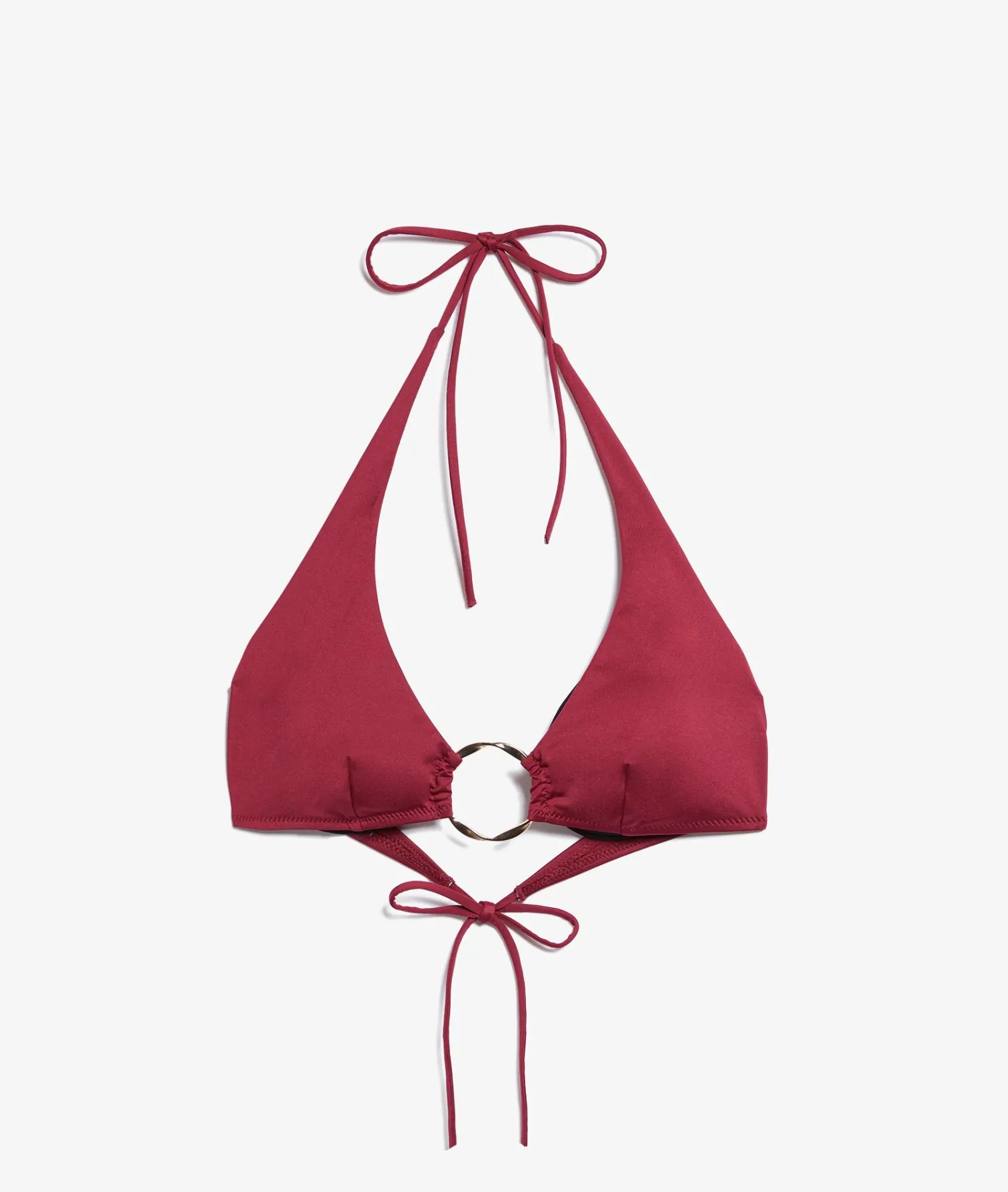 Etam Triangle Bikini Top with Jewellery Detail GARNETBURGUNDY Store