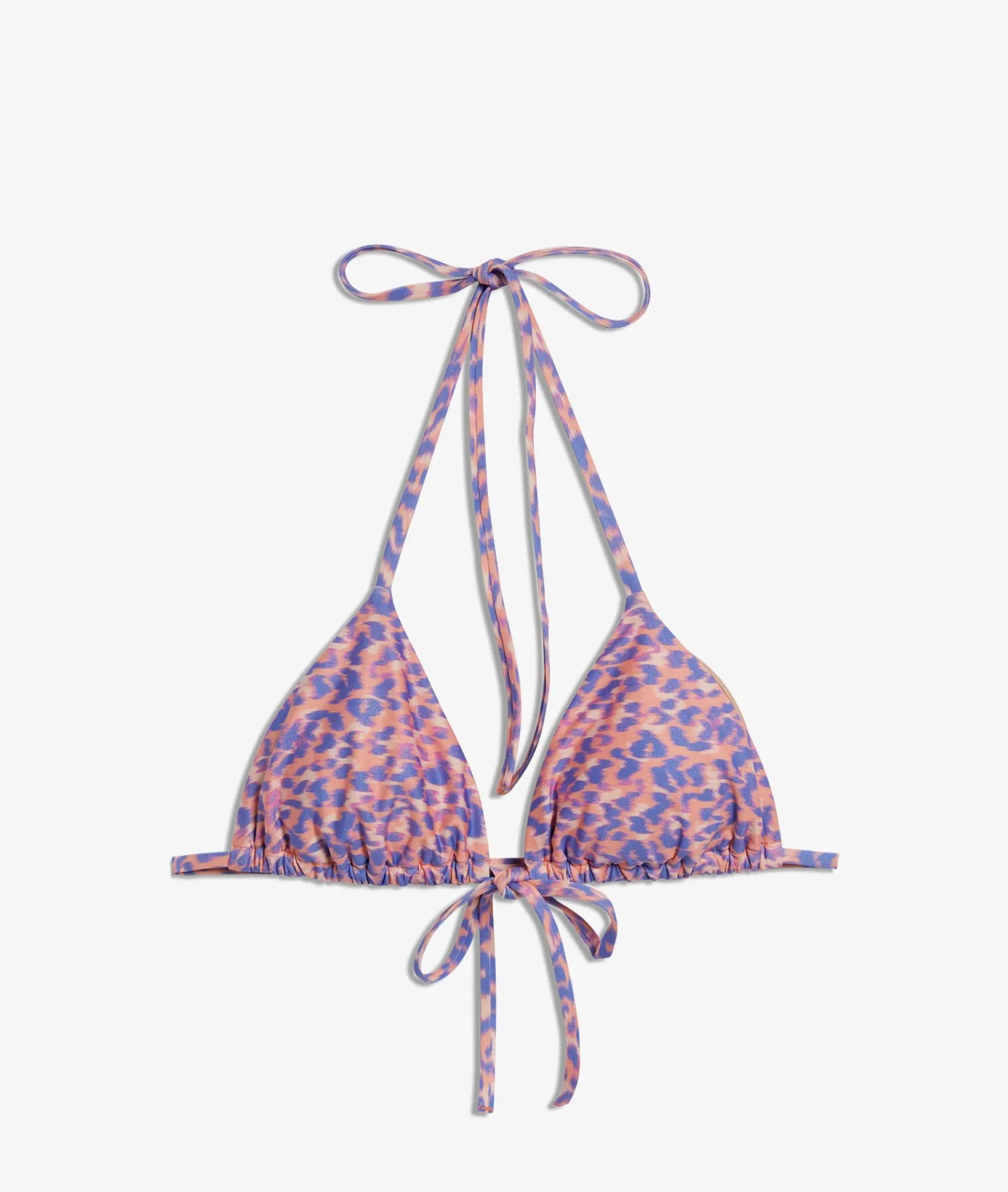 Etam Triangle Bikini Top with Tie, Printed MAUVE New