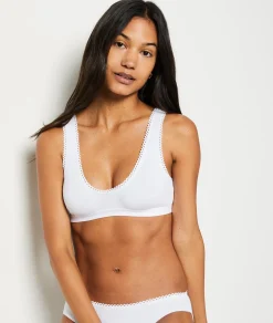 Etam Triangle Bralette in Cotton WHITE Sale