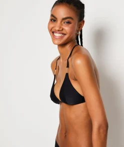 Etam Triangle Satin Bikini Top BLACK Best