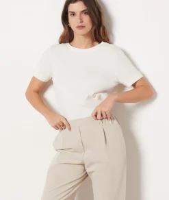 Etam Trousers with a cigarette cut SAND Fashion