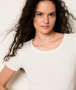 Etam T-shirt de pyjama manches courtes en coton côtelé BLANC Discount