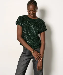 Etam T-shirt manches courtes à sequins VERTSAPIN Cheap