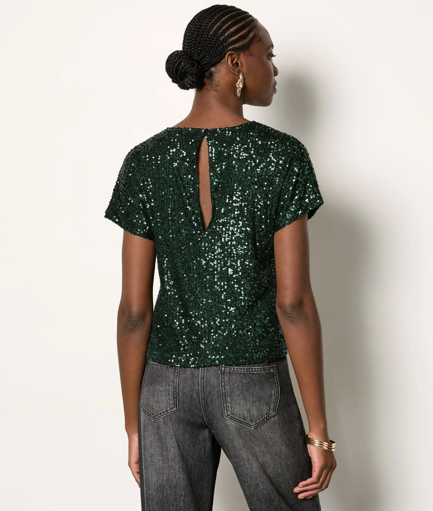 Etam T-shirt manches courtes à sequins VERTSAPIN Cheap