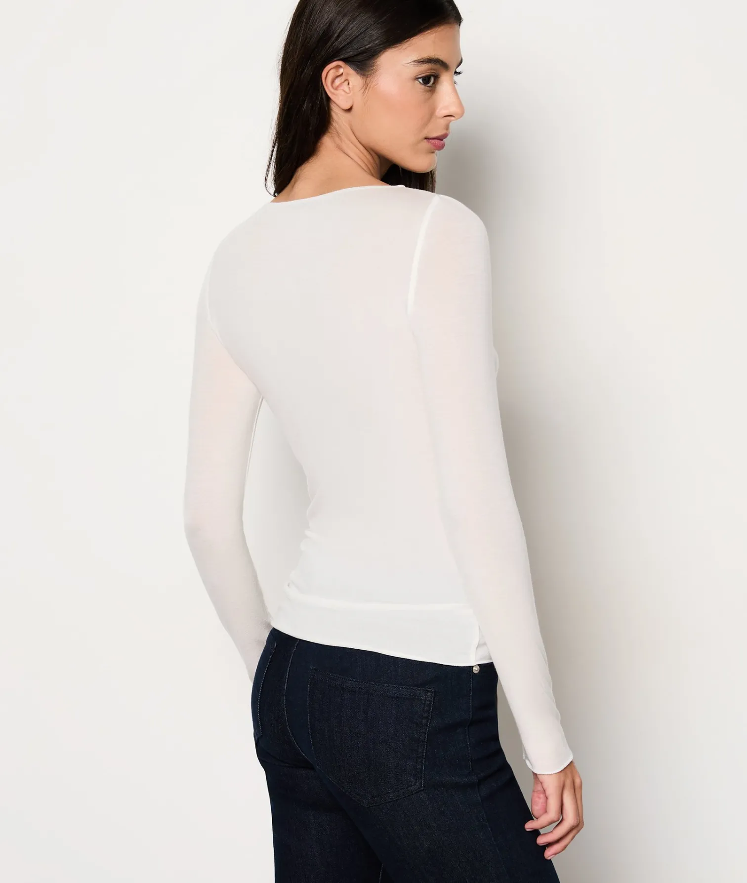 Etam T-shirt manches longues col bateau avec cachemire en maille thermique ECRU Outlet
