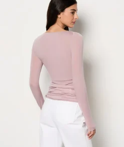 Etam T-shirt manches longues col bateau avec cachemire en maille thermique TAUPE Discount
