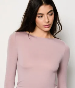 Etam T-shirt manches longues col bateau avec cachemire en maille thermique TAUPE Discount