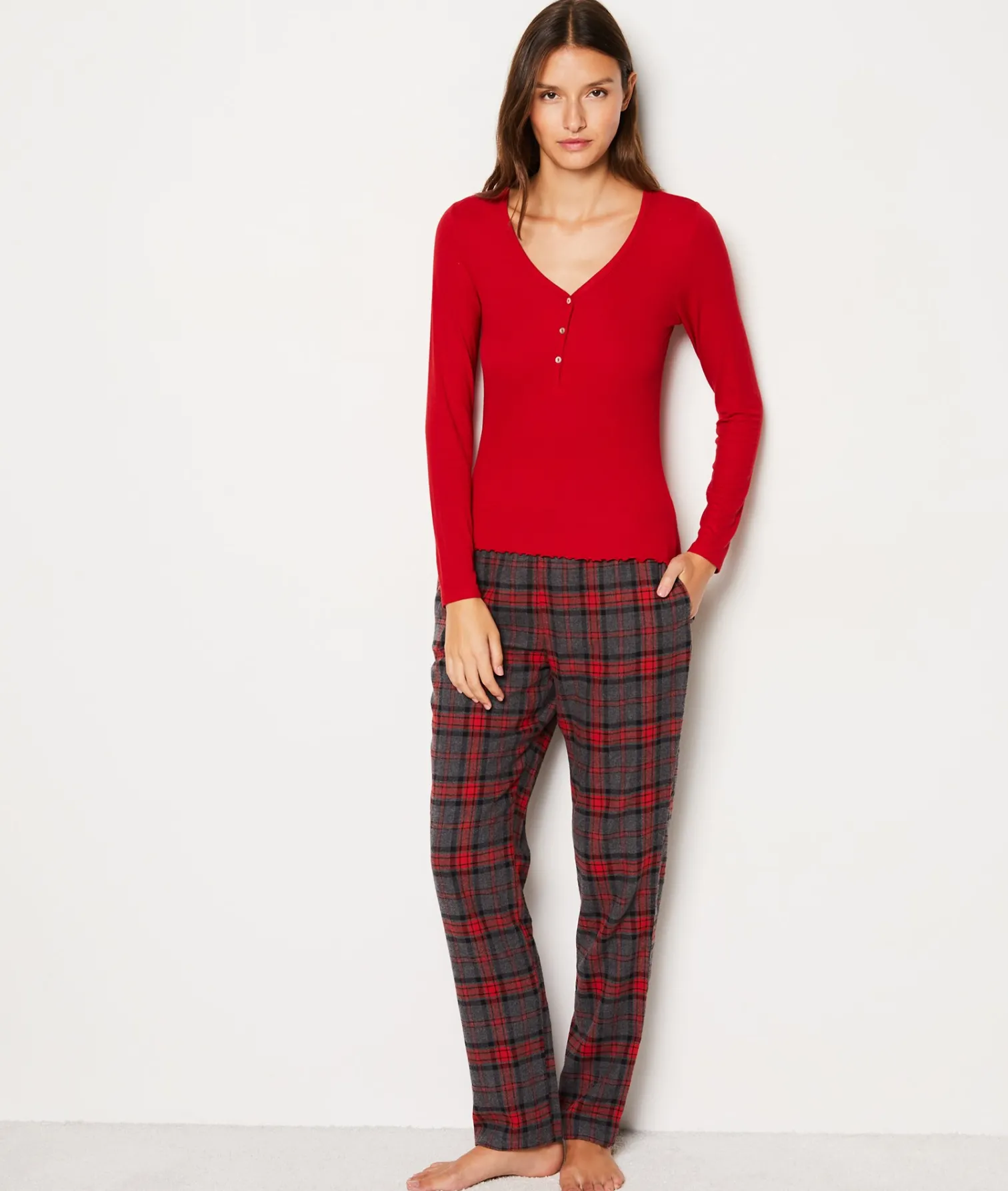 Etam T-shirt manches longues côtelé boutonné CARDINAL Online