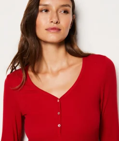 Etam T-shirt manches longues côtelé boutonné CARDINAL Online