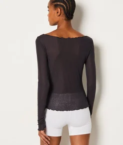 Etam T-shirt manches longues côtelé NOIR Sale