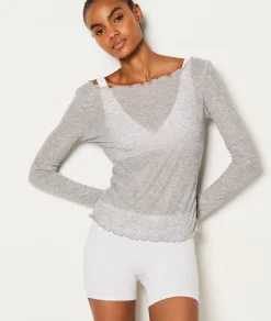 Etam T-shirt manches longues côtelé GRIS Fashion
