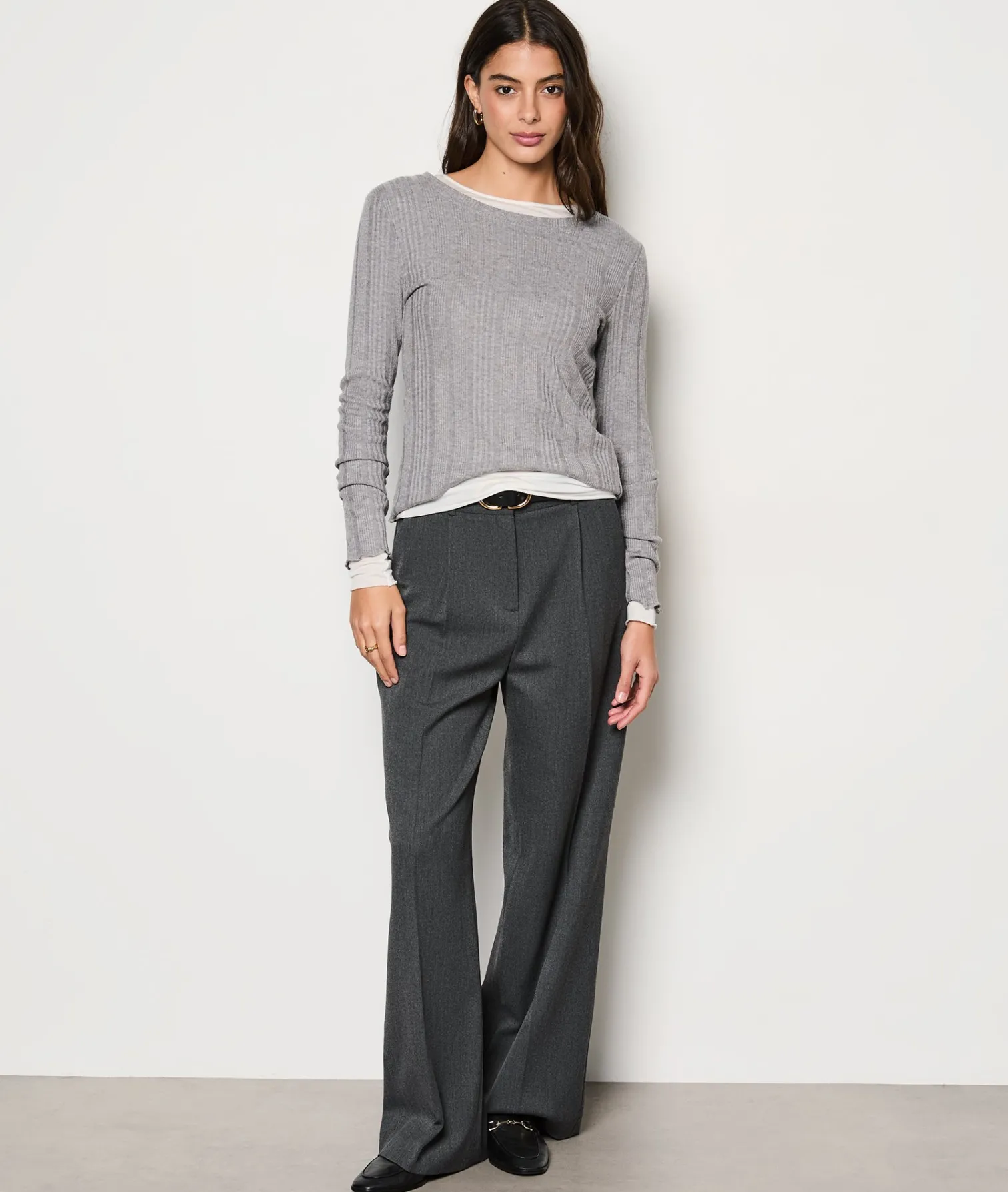 Etam T-Shirt manches longues côtélé ANTHRACITE Clearance