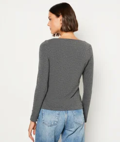 Etam T-shirt manches longues côtelé ANTHRACITE Best Sale