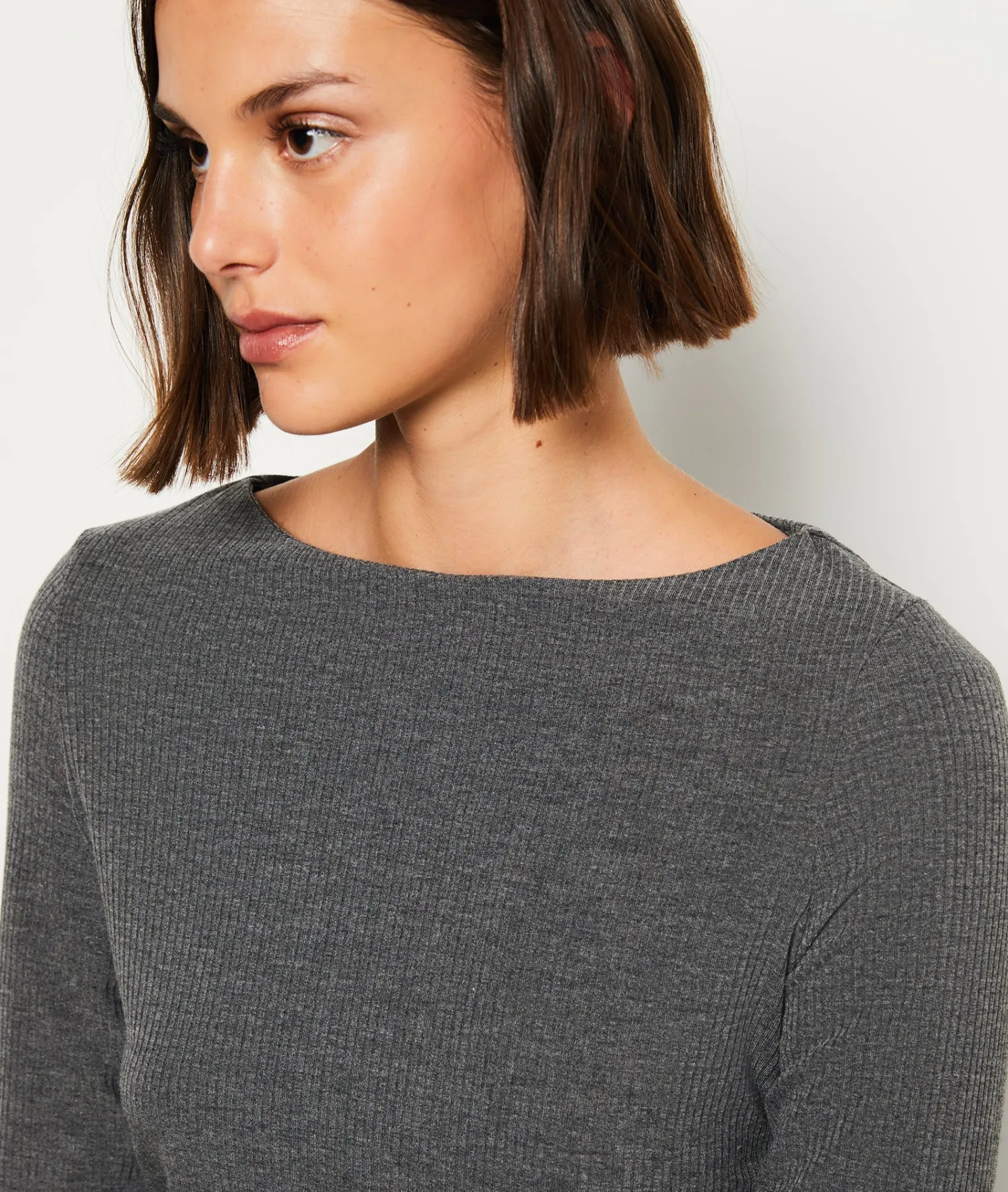 Etam T-shirt manches longues côtelé ANTHRACITE Best Sale