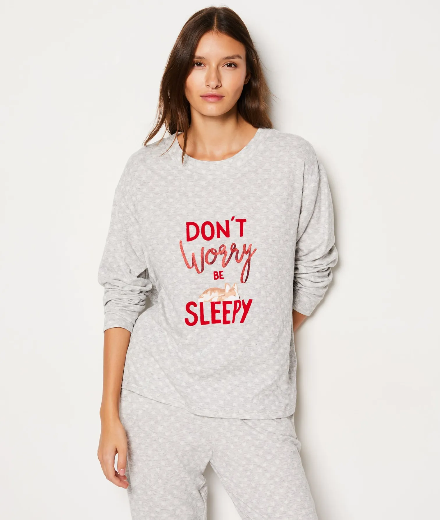Etam T-shirt manches longues en coton imprimé GRIS Flash Sale
