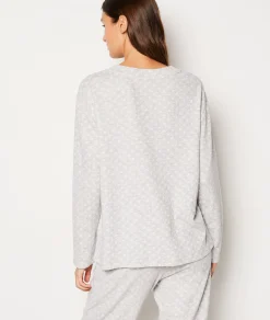 Etam T-shirt manches longues en coton imprimé GRIS Flash Sale