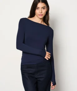 Etam T-shirt manches longues maille thermique INDIGO Cheap
