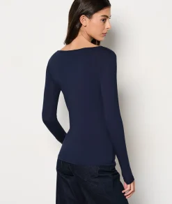 Etam T-shirt manches longues maille thermique INDIGO Cheap