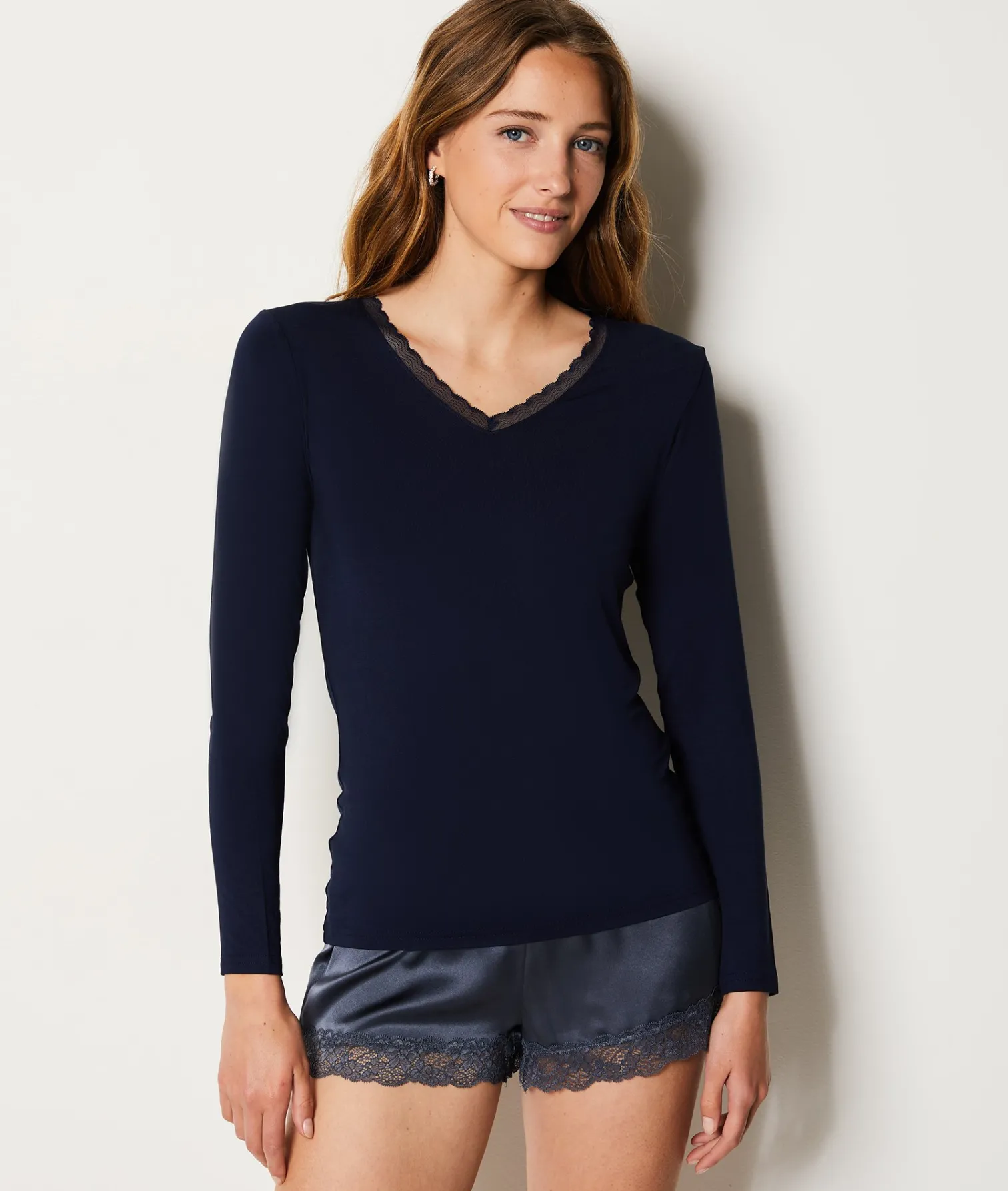 Etam T-shirt manches longues maille thermique INDIGO Outlet