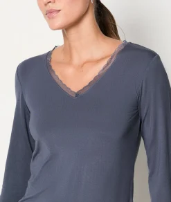 Etam T-shirt manches longues maille thermique ARGENT Best