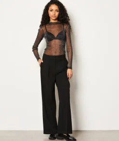 Etam T-shirt transparent à paillettes NOIR Cheap
