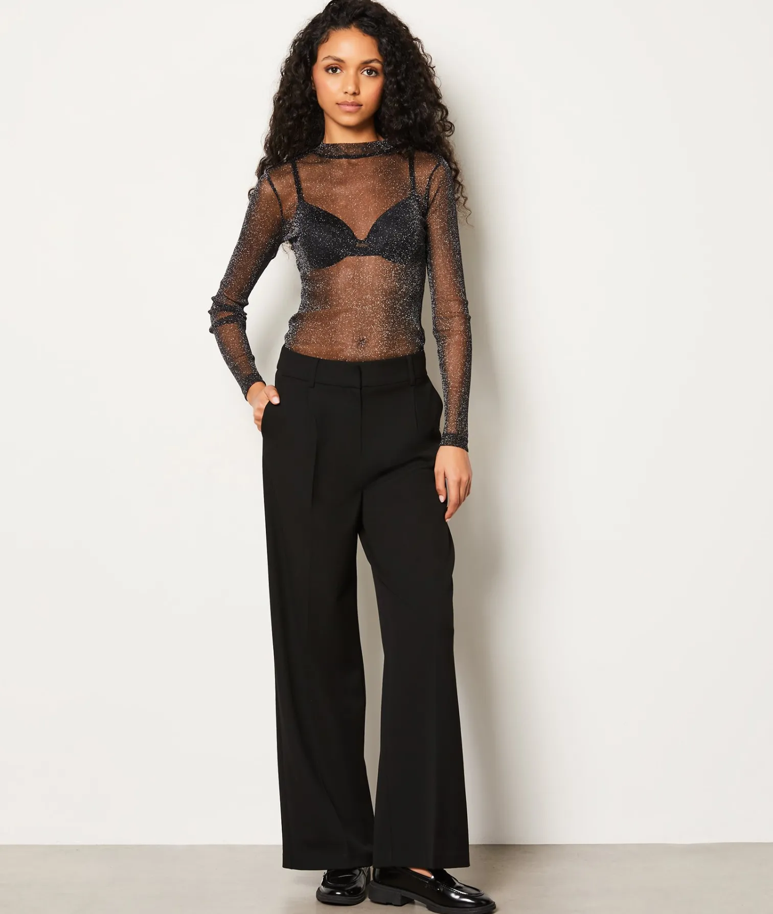 Etam T-shirt transparent à paillettes NOIR Cheap