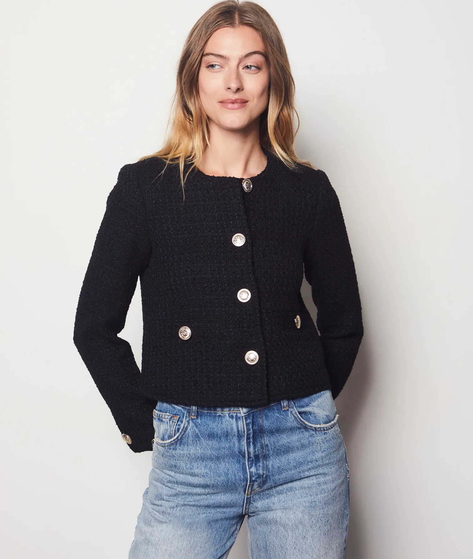 Etam Tweed-effect Jacket BLACK Store