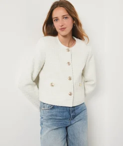 Etam Tweed-style short buttoned jacket ECRU Cheap