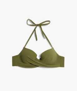 Etam Underwired Push-Up Bikini Top KAKI Clearance