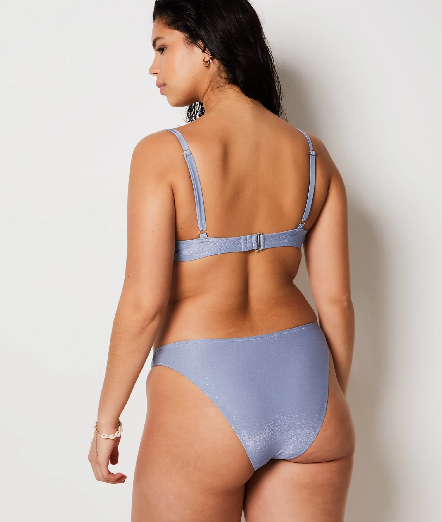 Etam Underwired Triangle Glitter Bikini Top GREY Flash Sale