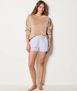 Etam Velvet Pyjama Sweatshirt TAUPE Outlet