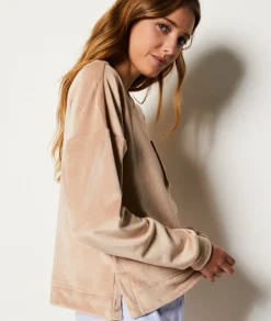 Etam Velvet Pyjama Sweatshirt TAUPE Outlet