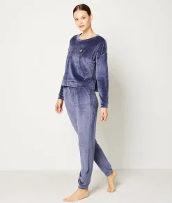 Etam Velvet Pyjama Trousers MARINE Cheap