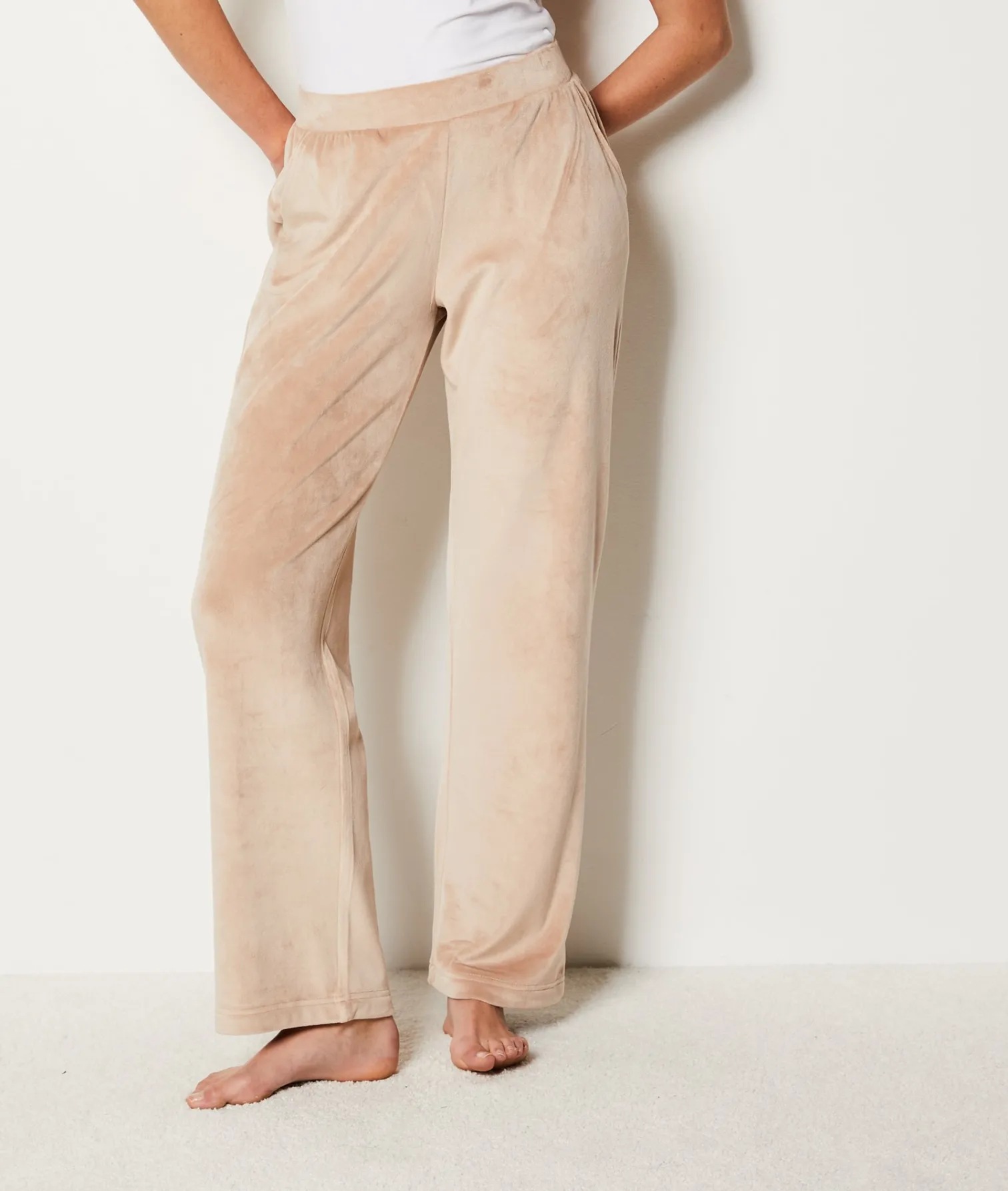 Etam Velvet Pyjama Trousers TAUPE Shop