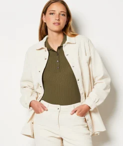 Etam Veste boutonnée cotelé BLANC Clearance