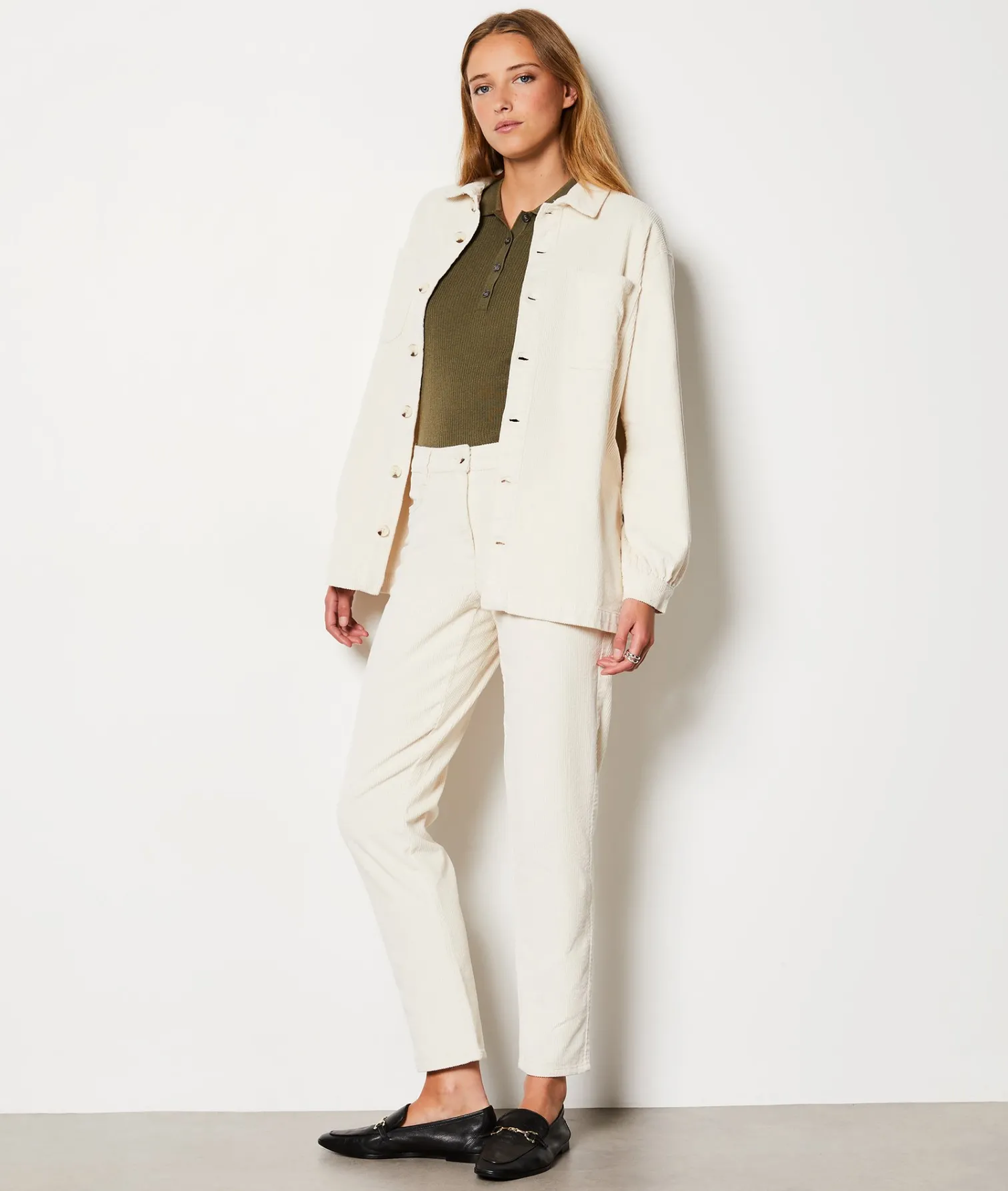 Etam Veste boutonnée cotelé BLANC Clearance