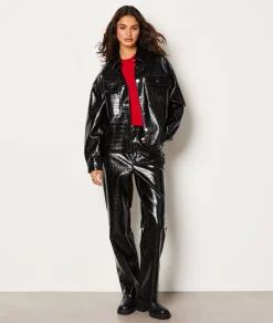 Etam Veste boutonnée en simili cuir NOIR Clearance