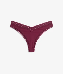 Etam V-shape Tanga with Lace Details GARNETBORDEAUX Hot