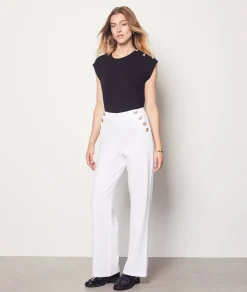 Etam Wide Cut Trousers with Button Details WHITE Best Sale