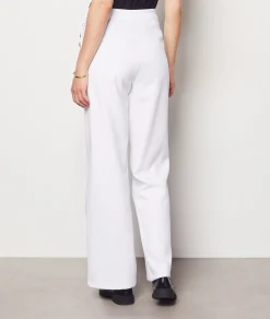 Etam Wide Cut Trousers with Button Details WHITE Best Sale