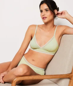 Etam Wireless Cotton Triangle Bra CLAY New